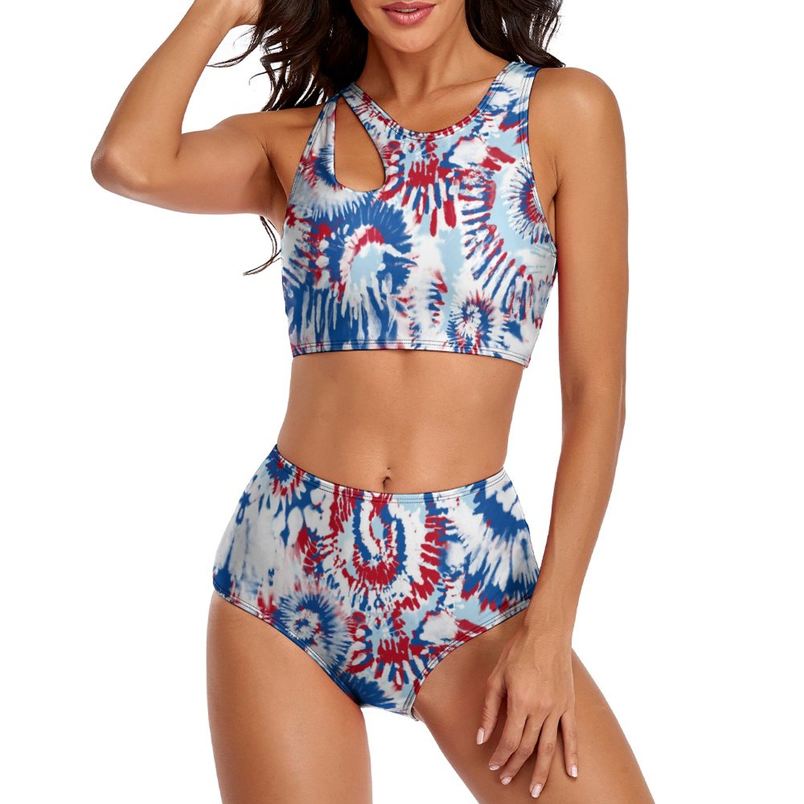 Women's High Waisted Two Piece Tankini Bathing Suits