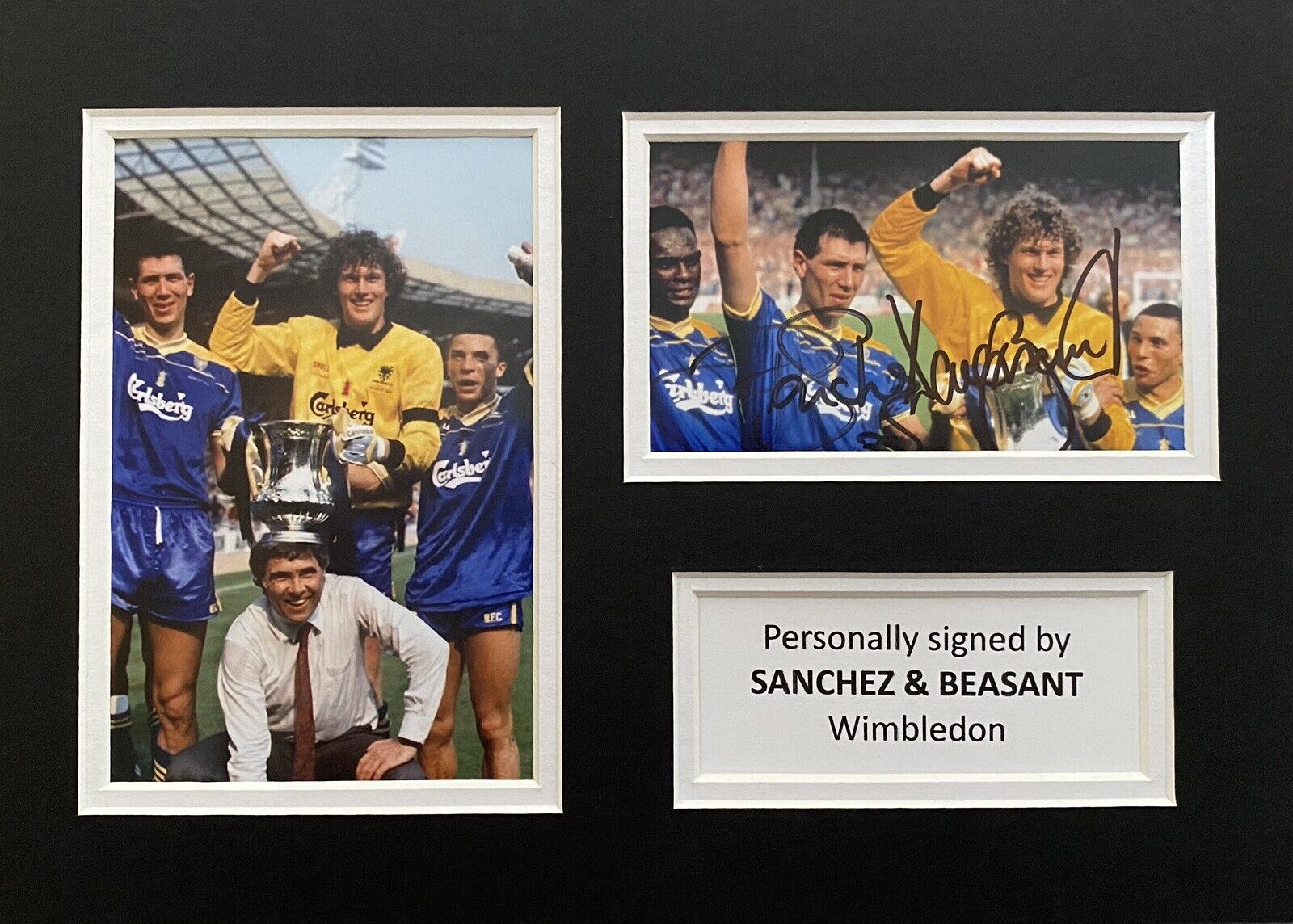 Lawrie Sanchez & Dave Beasant Hand Signed Wimbledon Photo Poster painting In A4 Mount Display