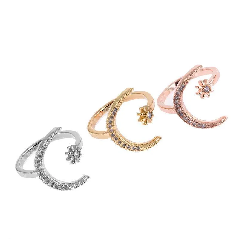 Clearance!!!!!!Crescent Moon and Star Ring