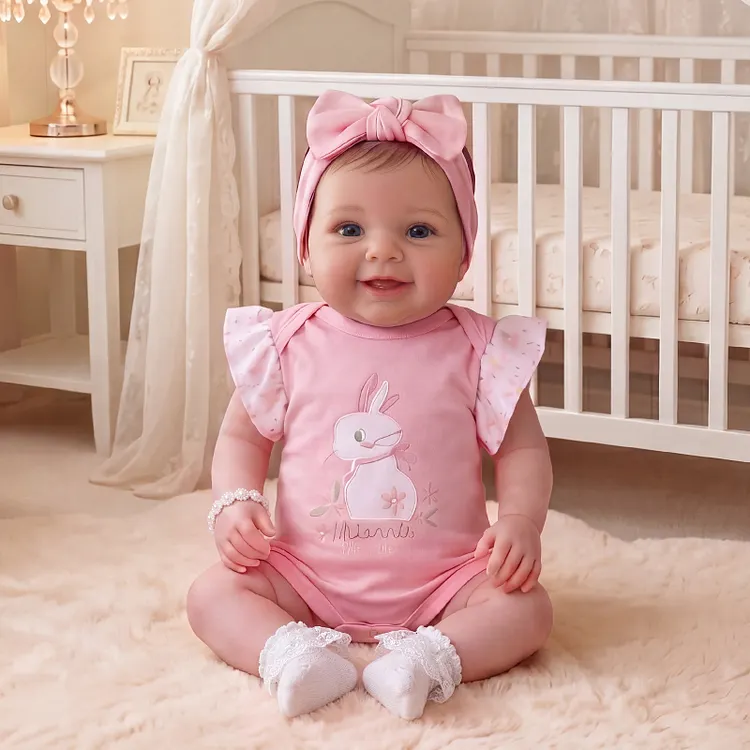 [Pre-Order] Babeside Winslow 20" Reborn Baby Girl Doll &ndash; Lifelike Vinyl Infant with Pink Bunny Romper & Matching Bow Headband
