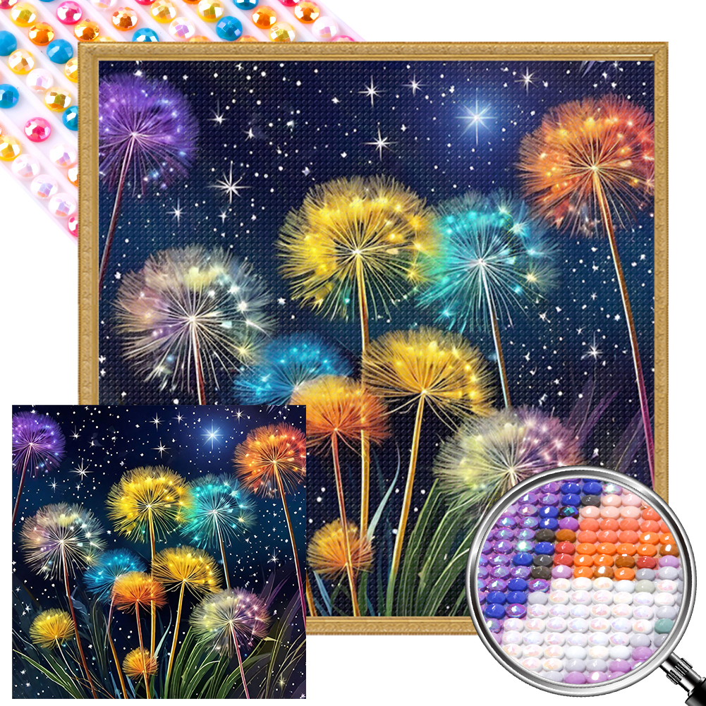Colorful Dandelion 40*40cm(picture) full round drill diamond painting