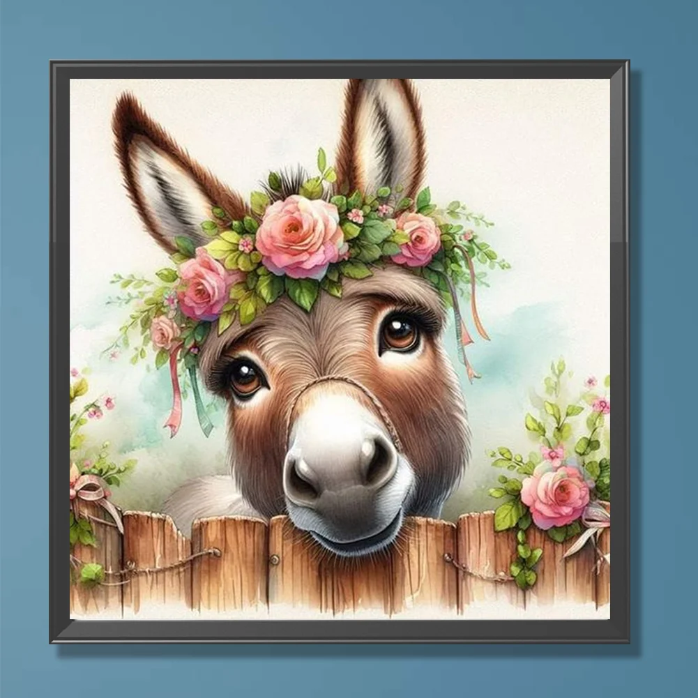 Diamond Painting - Full Round Drill - Flower Donkey(Canvas|30*30cm)