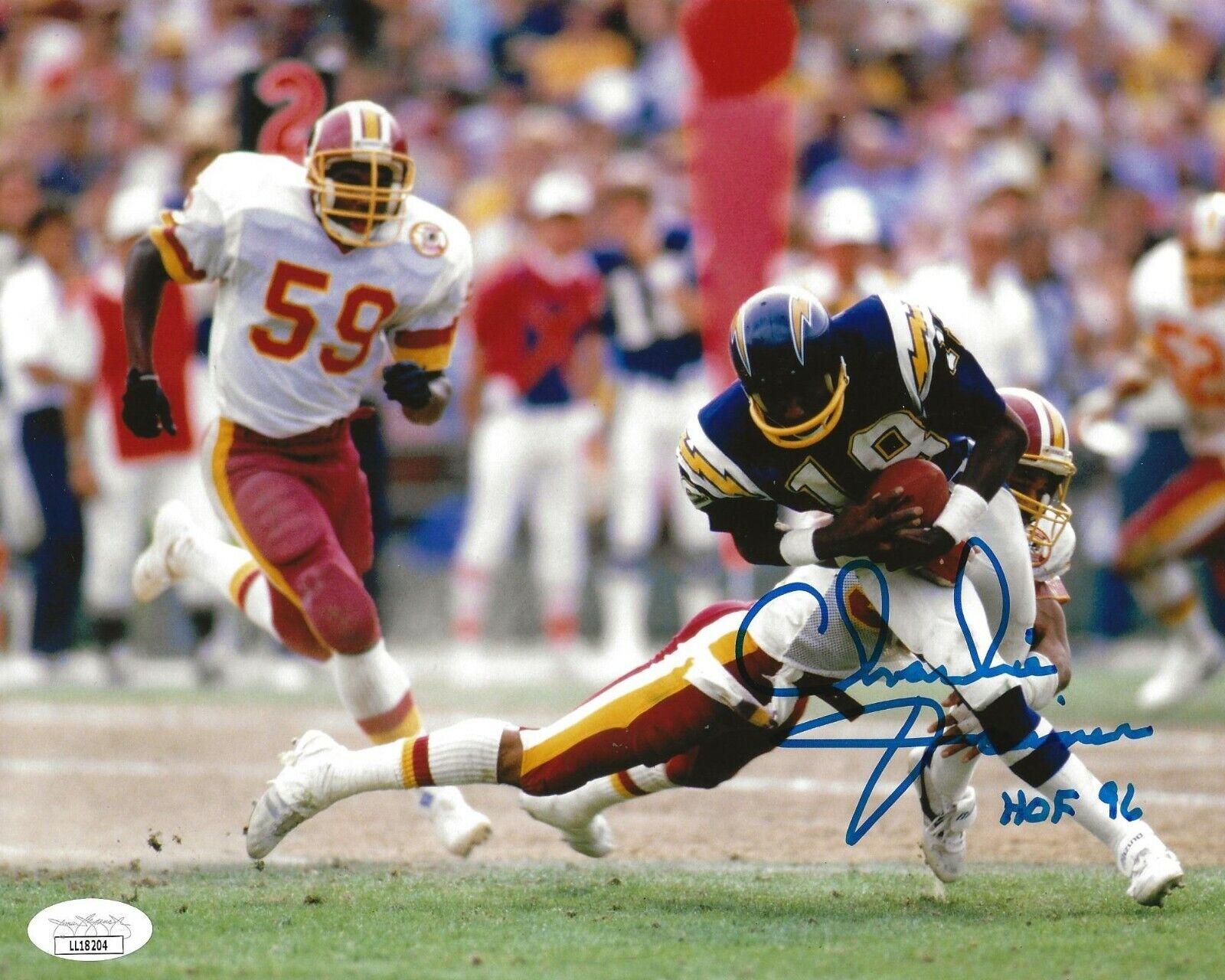 Charlie Joiner signed San Diego Chargers 8x10 Photo Poster painting W/ HOF Inscription 8 JSA