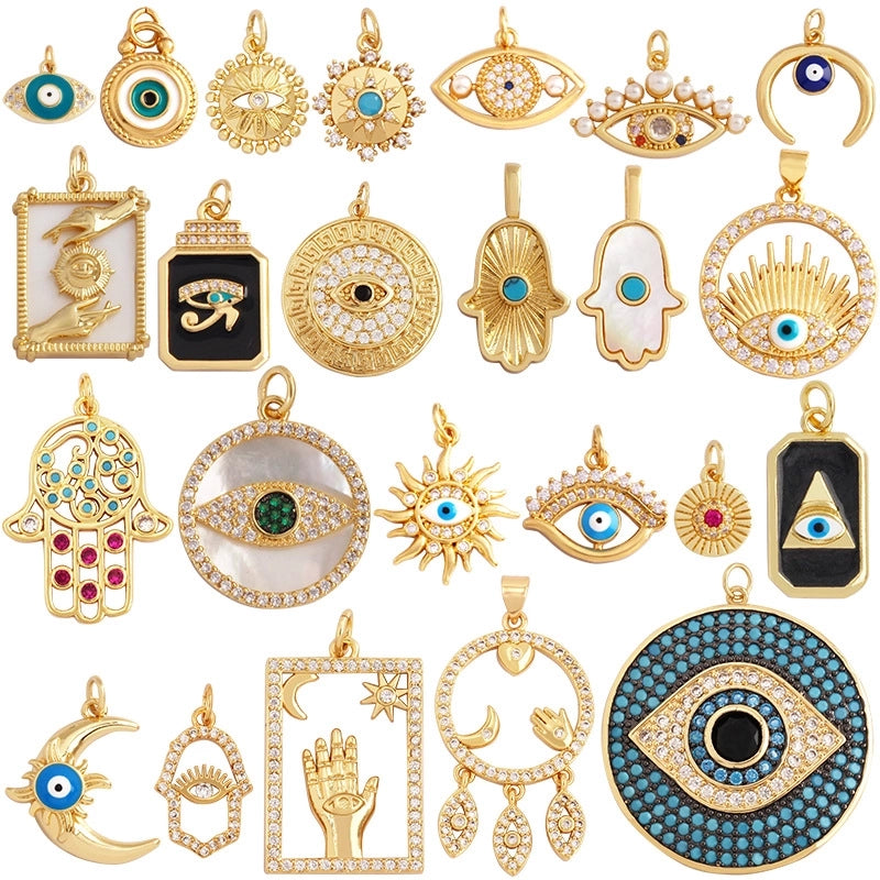 1 Piece Copper Zircon Devil's Eye Pendant Jewelry Accessories