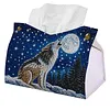 Diamond Art Tissue Box Cover DIY PU Desktop Organizer Large(WOLF)