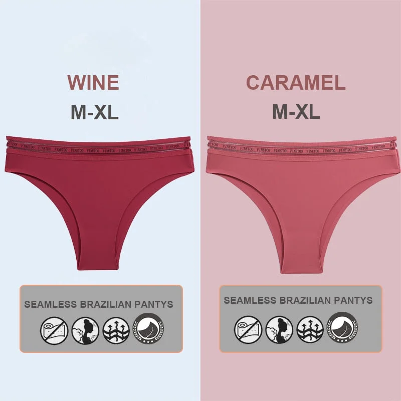 FINETOO 2PCS/Set Women Seamless Lingerie Letter Underpants Ladies 6 Solid Colors M-XL Woman Sexy Panties Briefs Underwear Thong