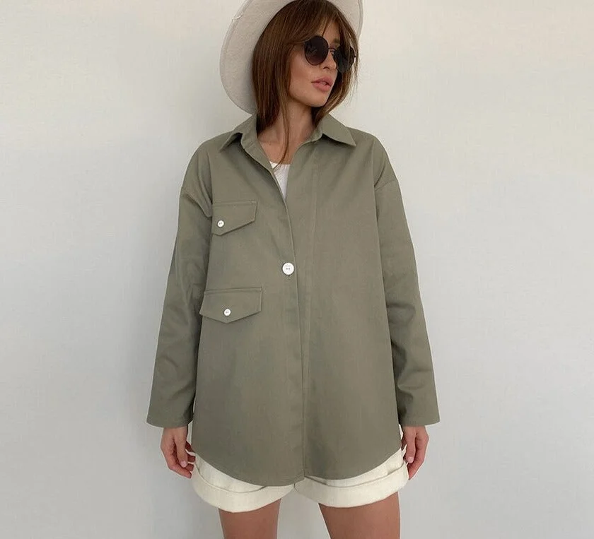Uforever21 Fall Outfits Fashion Loose Green Woman Blouse 2023 Elegant Lapel Long Sleeve Shirts Vintage Chic Classic Blusa Tops Female Streetwear