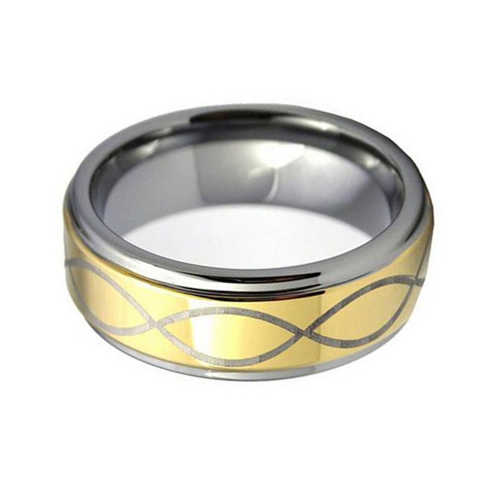 8MM Gold Plated Laser Celtic Knot High Polished Tungsten Carbide Ring Couple Wedding Band