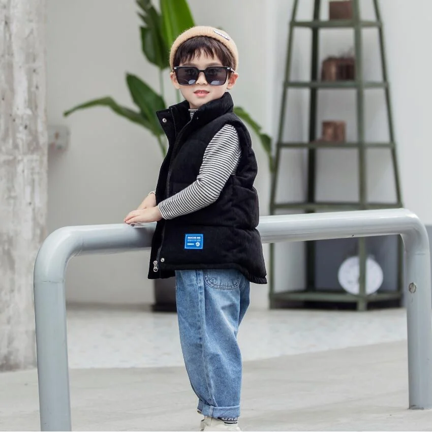 2021 New Children's Autumn  Cotton Jackets Vest To Keep Warm Boys And Girls Solid Color Casual Kids Vest For 3-10 Years