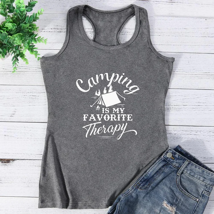 Camping is my favorite therapy Vest Top