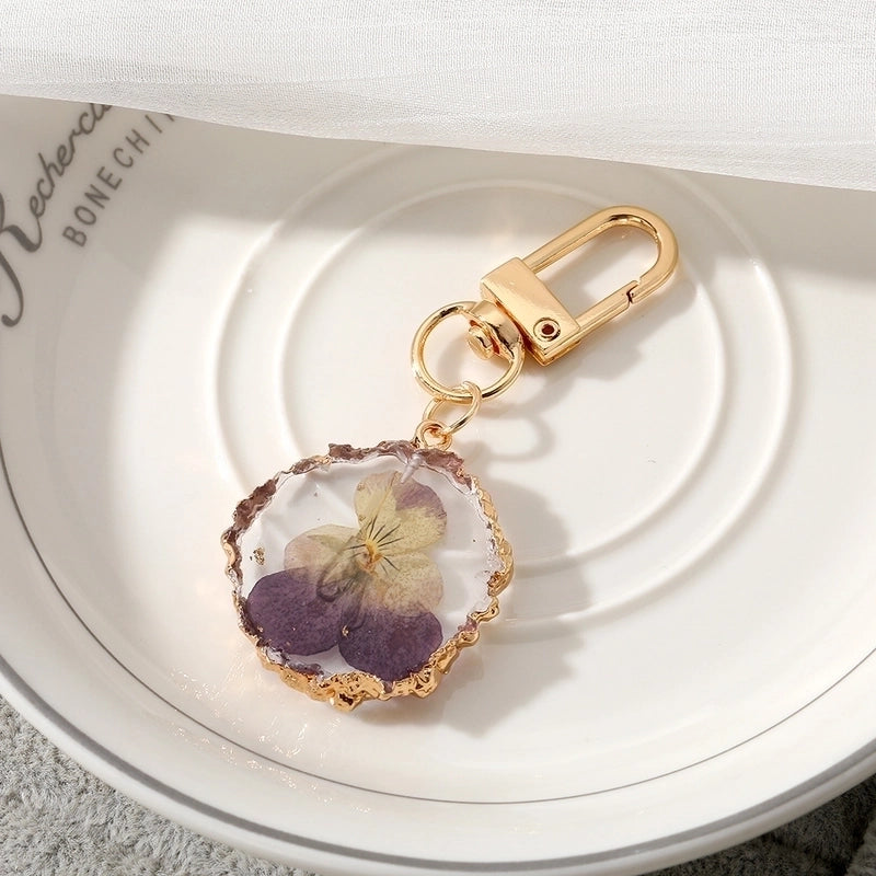 Pastoral Flower Dried Flower Epoxy Women’s Bag Pendant Keychain