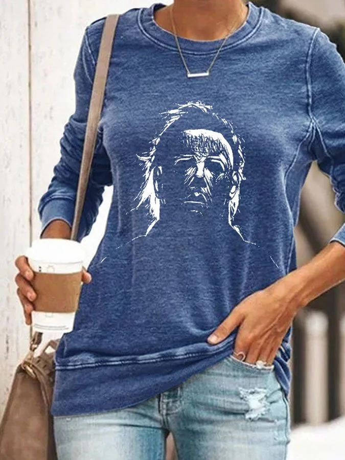 Halloween Myers Print Long Sleeve Casual Top