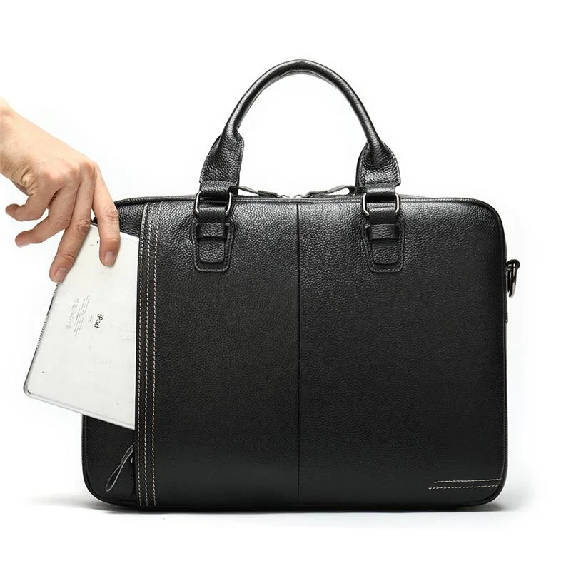 Simple Style Business Leather Vintage Durable Briefcase With Large Capacity