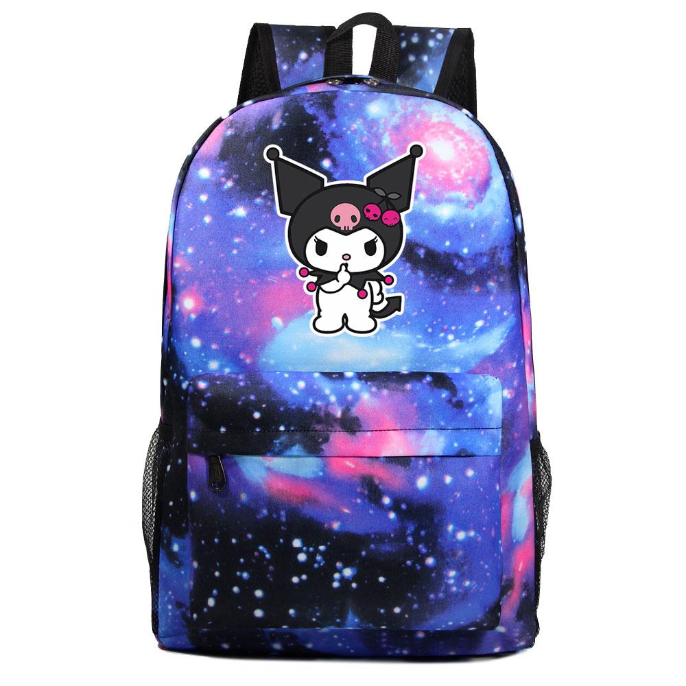 Mayoulove Kuromi Backpack Lightweight Design with Customizable Patches for School Use-Mayoulove