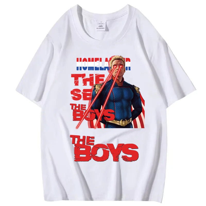 The Boys Homelander Print Short Sleeve Top Crew Neck T Shirt-elleschic
