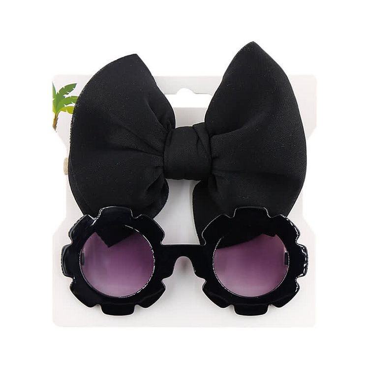 Baby Sunglasses and Bowknot Headband Set