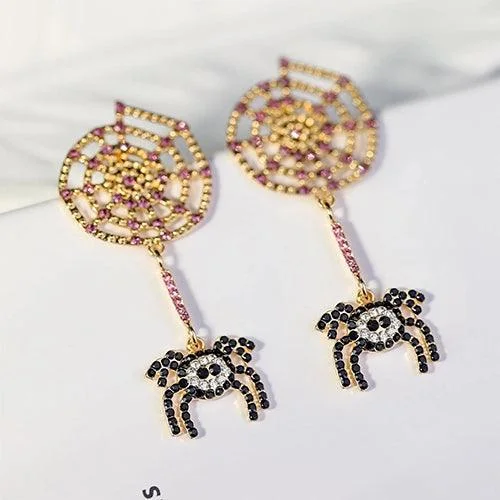 Spider and Spider Web Vintage Earrings
