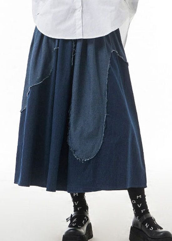 Classy Blue elastic waist Patchwork denim Skirts Spring CK1011- Fabulory