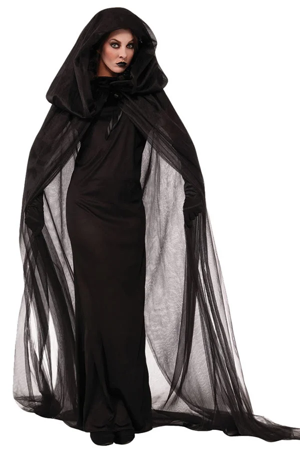Forsaken Soul Mysterious Halloween Witch Costume Black-elleschic
