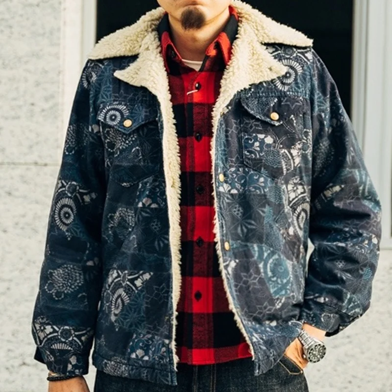 Western Jacquard Patch Suede Ranch Jacket