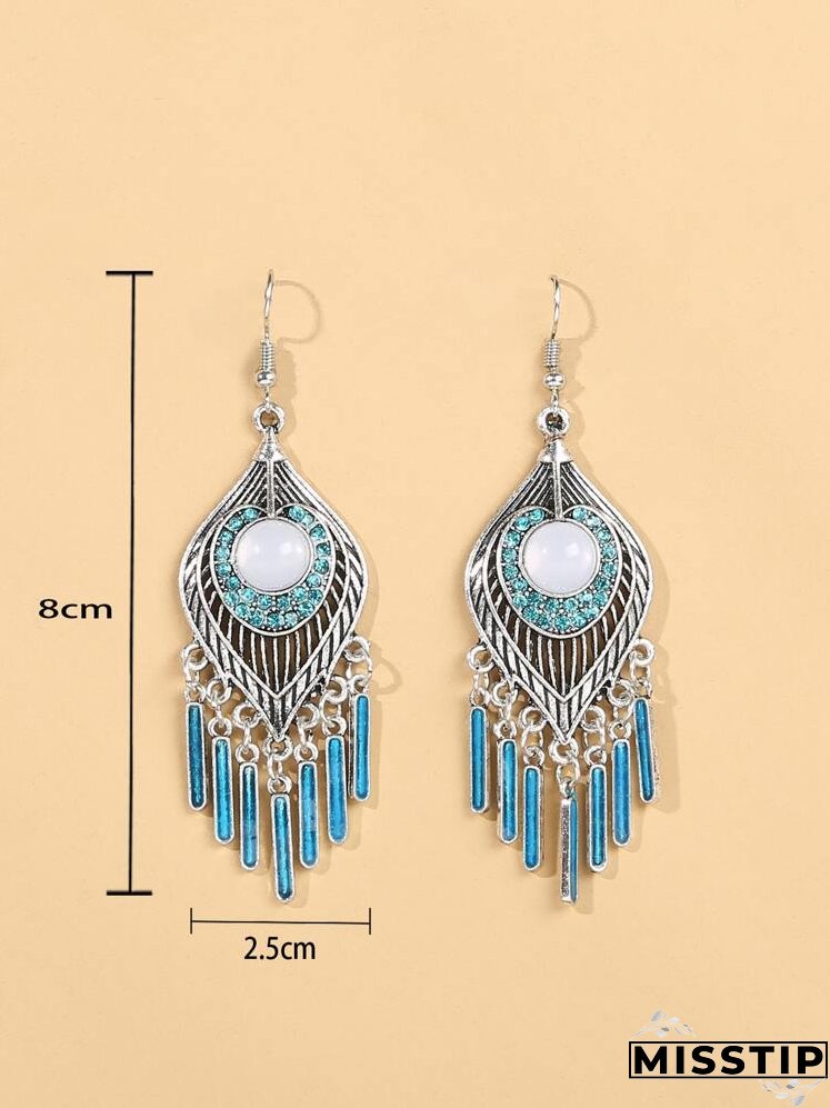 Geometric Tassel Drop Earrings