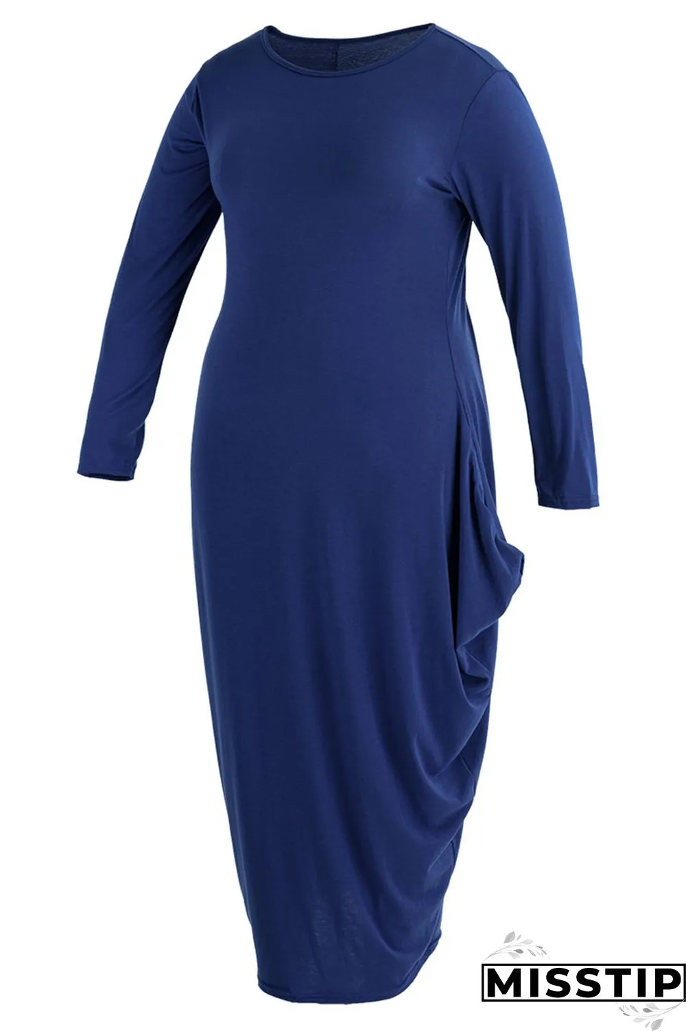 White Casual Solid Patchwork Asymmetrical O Neck Irregular Dress Plus Size Dresses