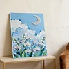 (30x40cm)DIY Pearl Painting Framed Flower Moon Handmade Pearl Material Art Kit Living Room Decor