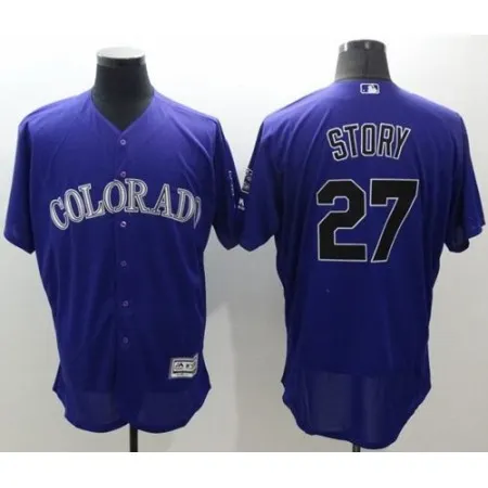 Rockies #27 Trevor Story Purple Flexbase Authentic Collection Stitched MLB Jersey