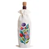 (US Local)4pcs DIY Diamond Painting Wine Bag Kit Rhinestones Liquor Bottle Cover (Flower)