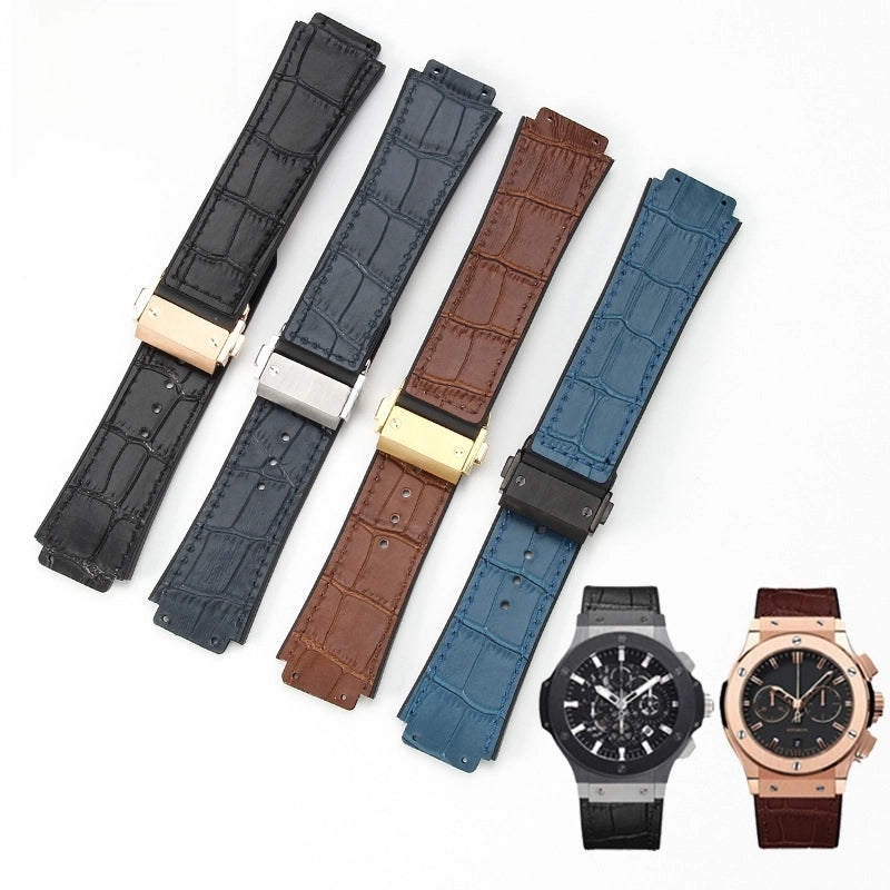 Genuine Leather Bamboo Strap Men's Substitute Hengbao Yubai Big Bang Fusion Silicone Rubber Watch Chain 19mm26mm