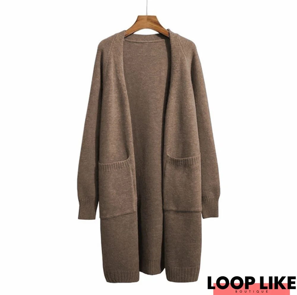 Casual Long Sleeve Plain Sweater coat