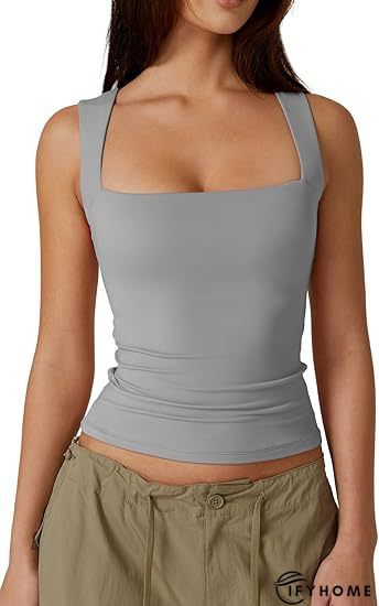 Solid Cotton-Blend Casual Sleeveless Tank & Cami | IFYHOME