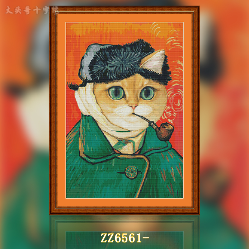 [ZZ6561-Pipe Meow] Cross Stitch 2024 New Living Room Bedroom Cartoon Animation Cat Series Painting Fairy Cross Stitch