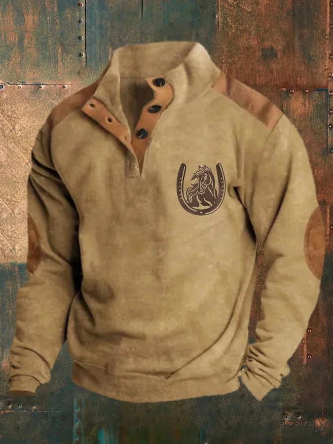 Men's Western Print Long Sleeve Sweatshirt