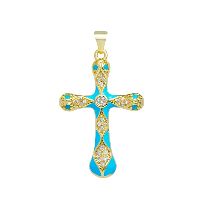 1 Piece Copper Rhinestones Cross Pendant