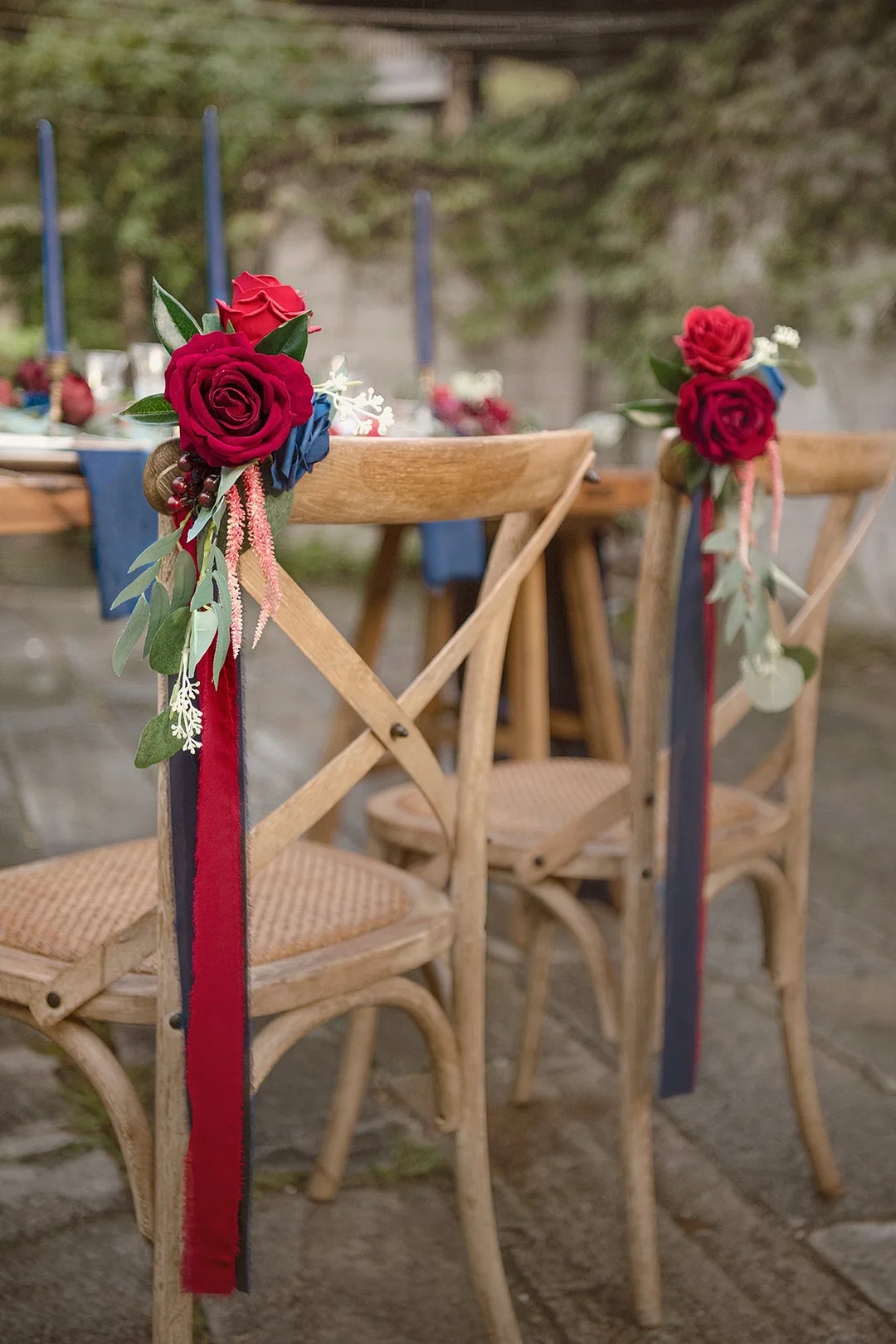 Aisle & Chair Decor in Burgundy & Navy