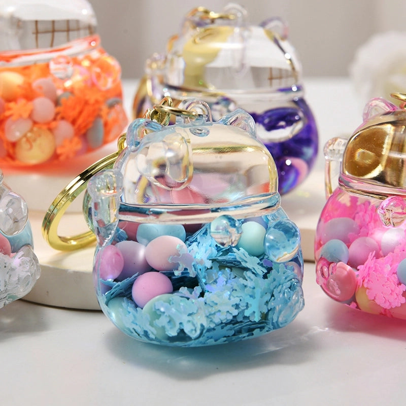 Cute Lucky Cat Arylic Unisex Bag Pendant Keychain