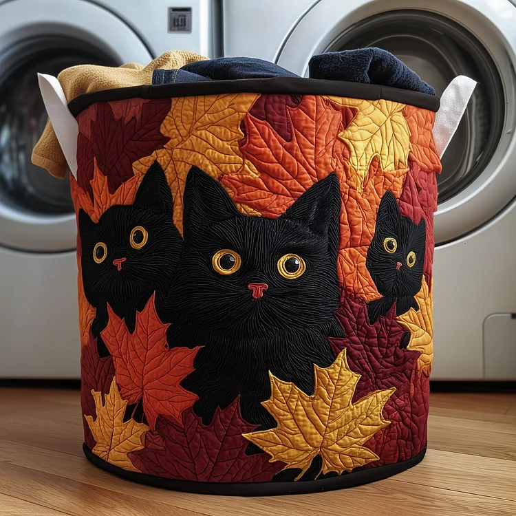 Autumn Cat Quilted Laundry Basket GFTOYC1008
