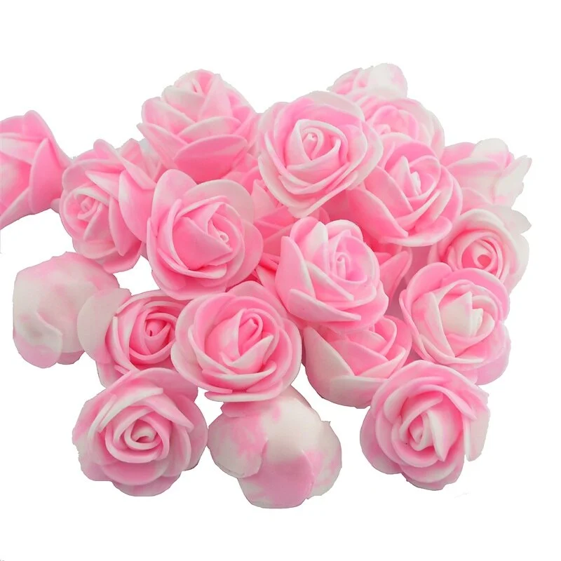 50pcs 3cm Mini PE Foam Artificial Marbling Rose Flower Head For DIY Wedding Home Decor Flower Wall Accessories Fake Flowers