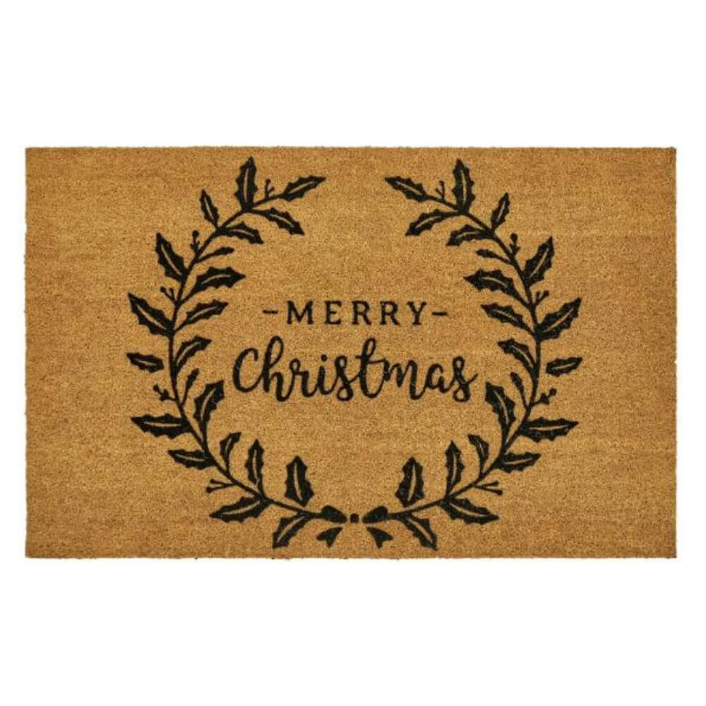 Black Merry Christmas Doormat