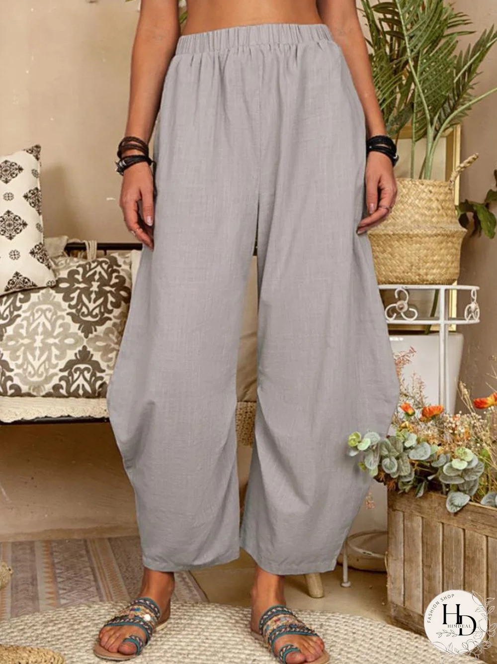 Casual Women Simple Grey Pants