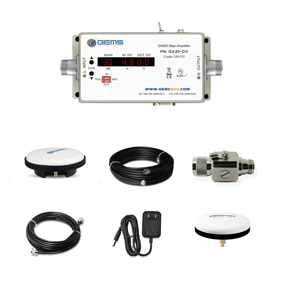 Digital Gain Adjustable GPS and GNSS Repeater Kit | GNSSRK-M-DV