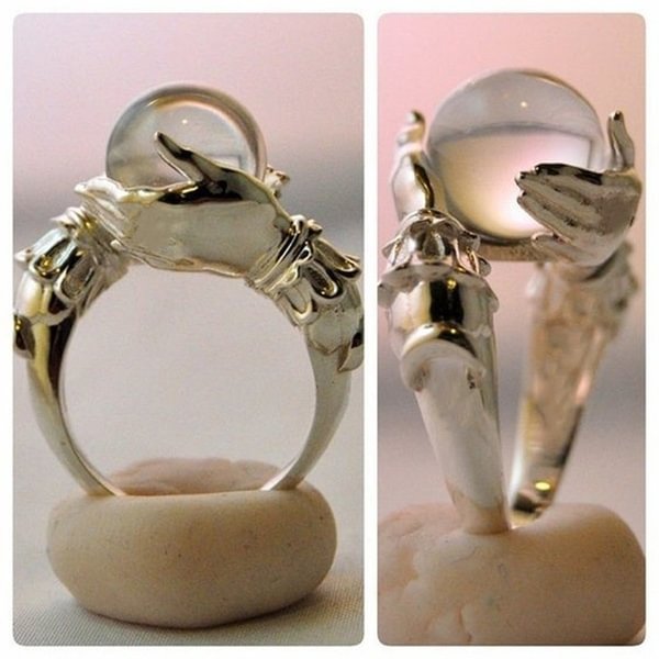 Exquisite Fashion New 925 Silver Prayer Hand Crystal Ring Wedding Jewelry Engagement Ring Women's Ring Anniversary Jewelry