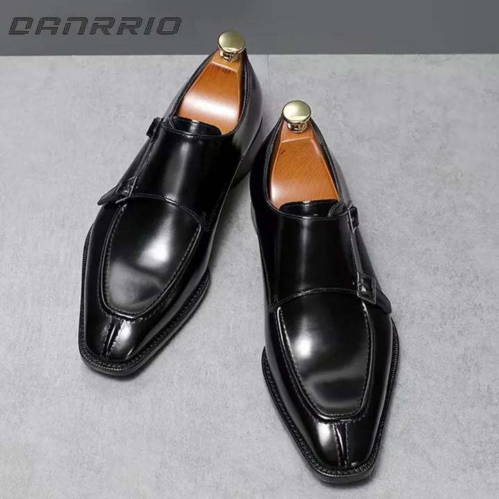 DANRRIO Business Formal Handmade Leather Buckle Munk Shoes