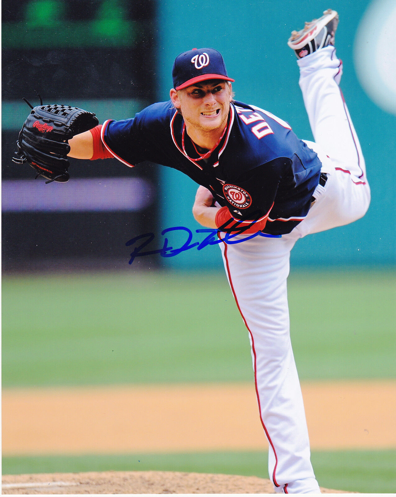 ROSS DETWILER WASHINGTON NATIONALS ACTION SIGNED 8x10