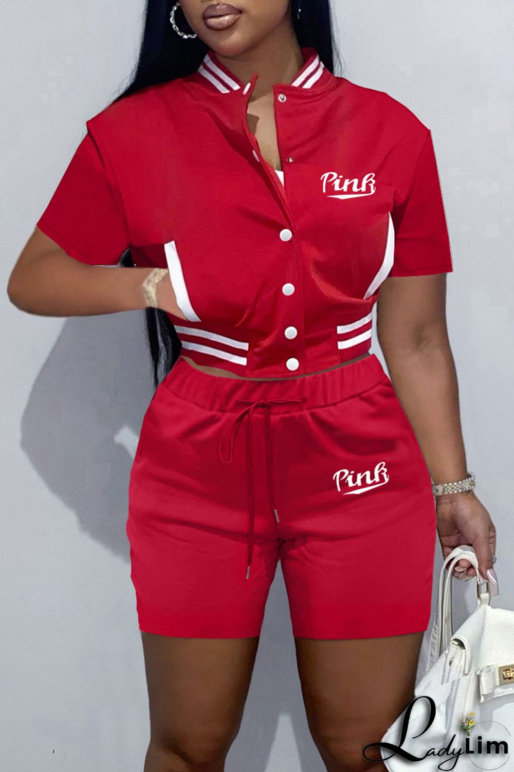 Black Casual Letter Print Patchwork O Neck Short Sleeve Two Pieces