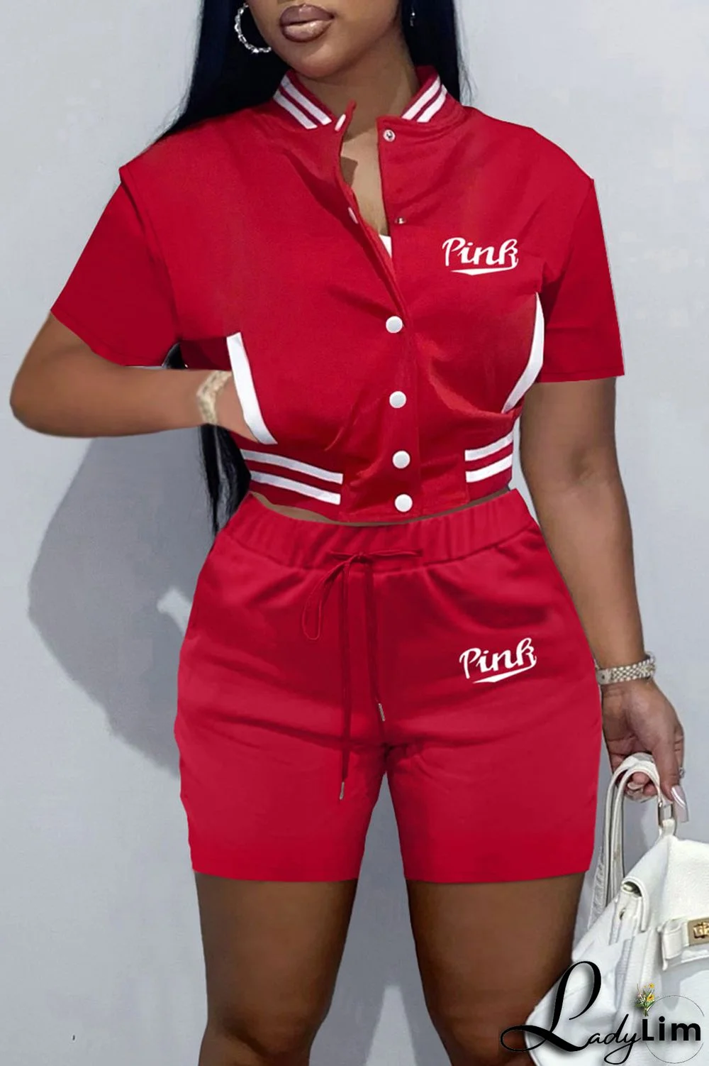 Black Casual Letter Print Patchwork O Neck Short Sleeve Two Pieces