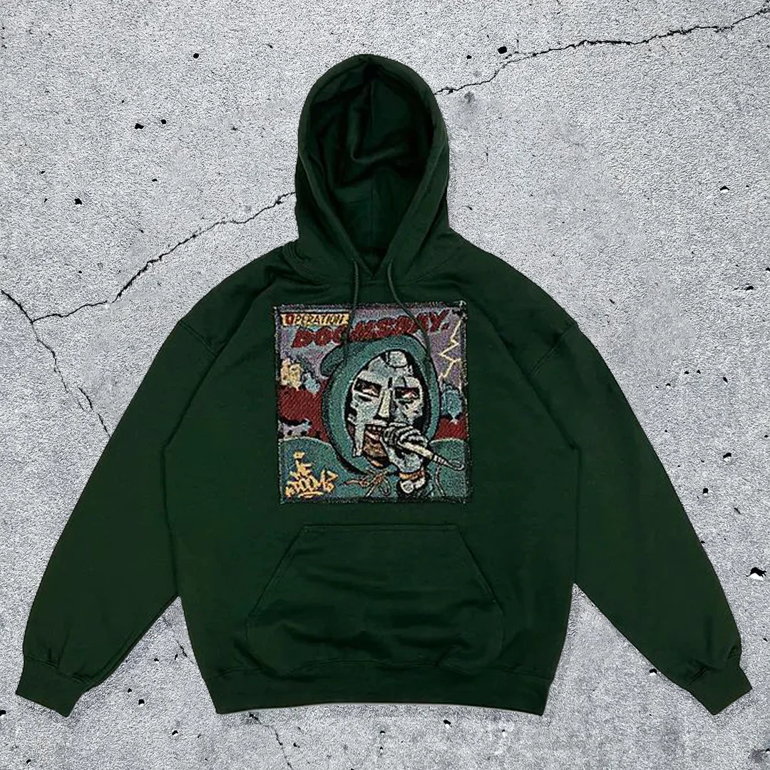 Casual Mask Album Print Long Sleeve Hoodies