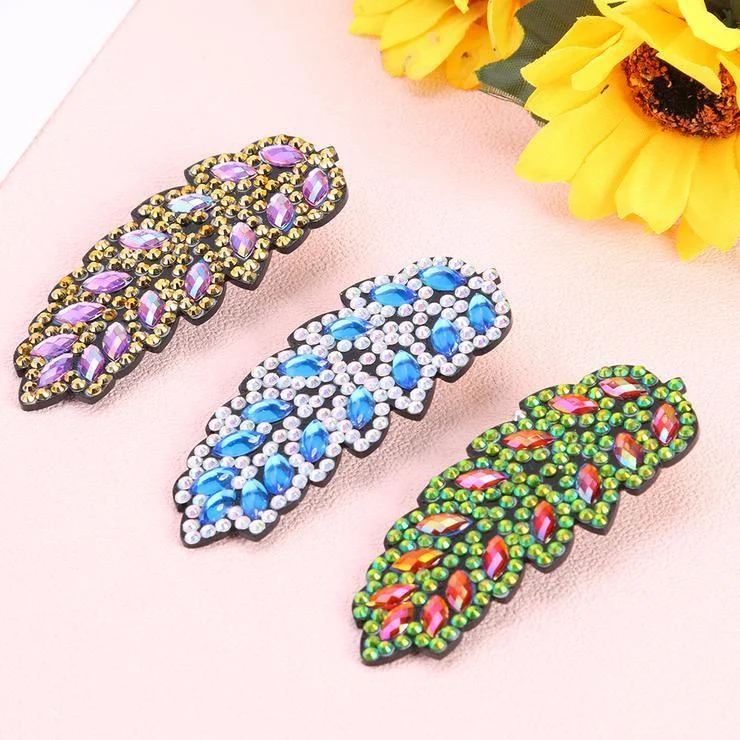 3pcs DIY Diamond Painting Hair Clip - Leaf