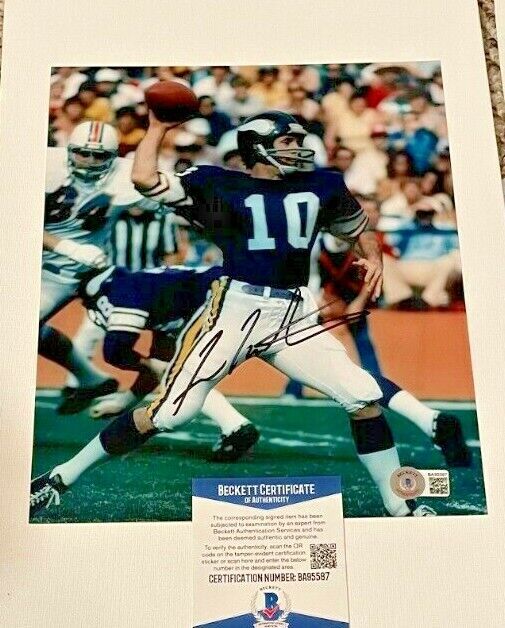 FRAN TARKENTON SIGNED MINNESOTA VIKING 8X10 Photo Poster painting BECKETT CERTIFIED BAS